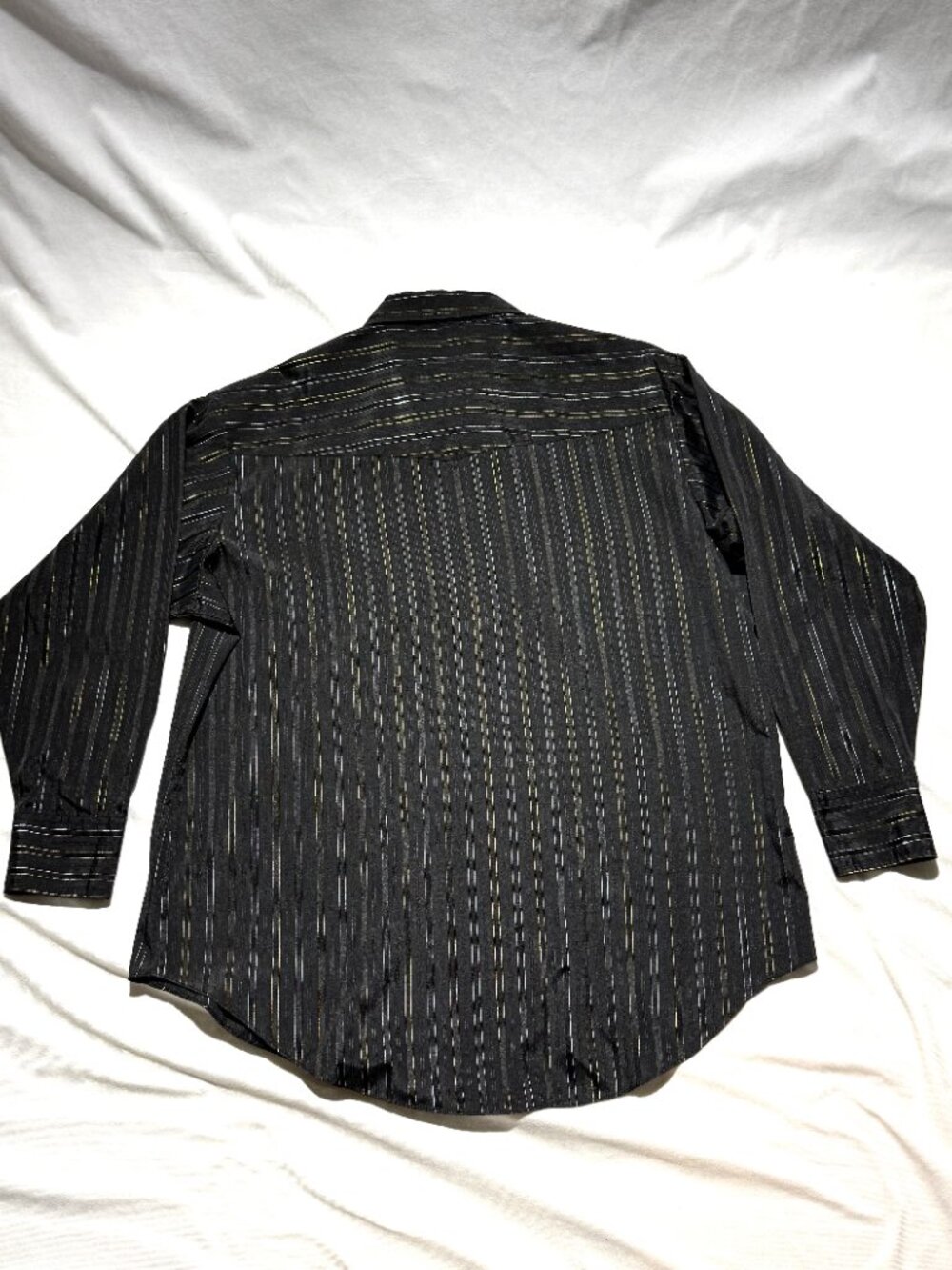 Ely Cattleman Mens Shirt XXL Black/ Metallic Stripes Pearl Snap Western Dress - Picture 3 of 7